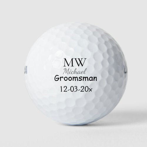 personalized simple monogram name groomsman minima golf balls