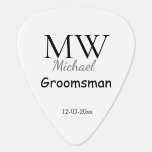personalized simple monogram name groomsman minima guitar pick