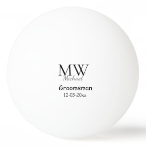 personalized simple monogram name groomsman minima ping pong ball