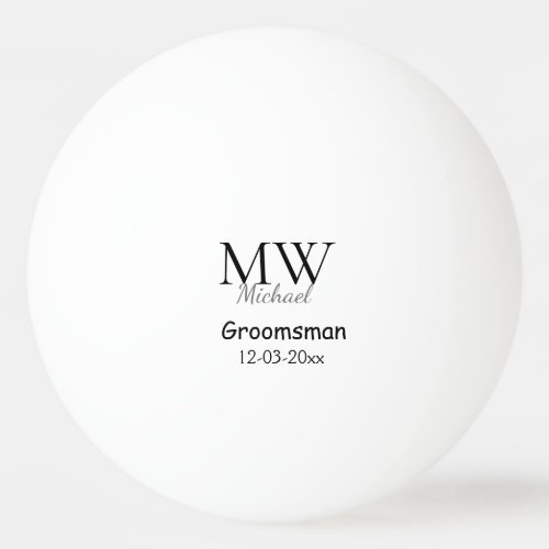 personalized simple monogram name groomsman minima ping pong ball