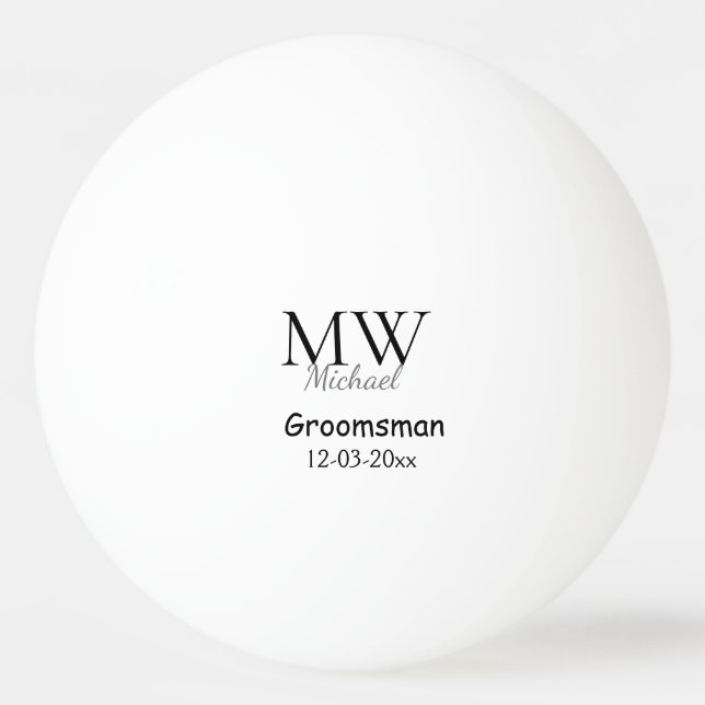 personalized simple monogram name groomsman minima ping pong ball (Front)