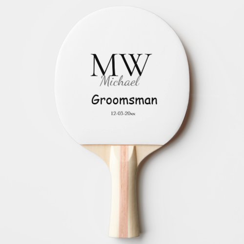 personalized simple monogram name groomsman minima ping pong paddle