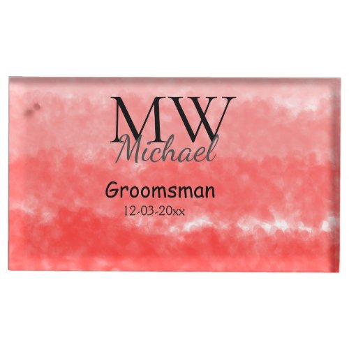 personalized simple monogram name groomsman minima place card holder