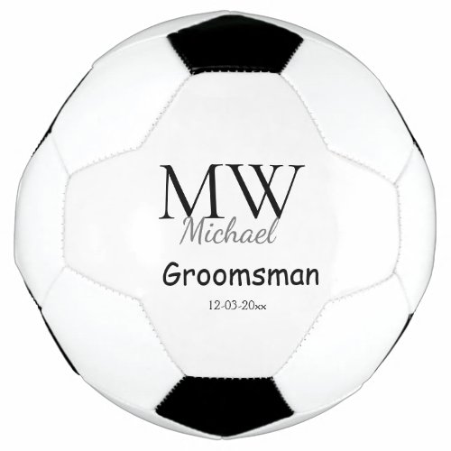 personalized simple monogram name groomsman minima soccer ball