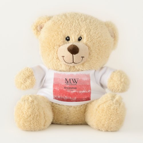 personalized simple monogram name groomsman minima teddy bear