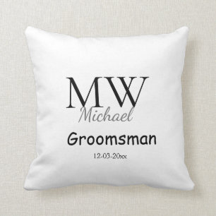personalized simple monogram name groomsman minima throw pillow