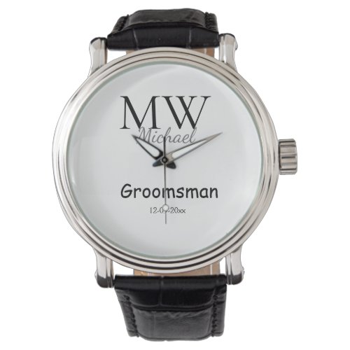 personalized simple monogram name groomsman minima watch