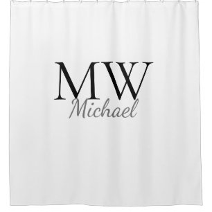 personalized simple monogram name groomsman shower curtain