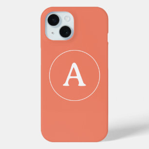 Personalized Simple Monogram Orange iPhone 15 Case