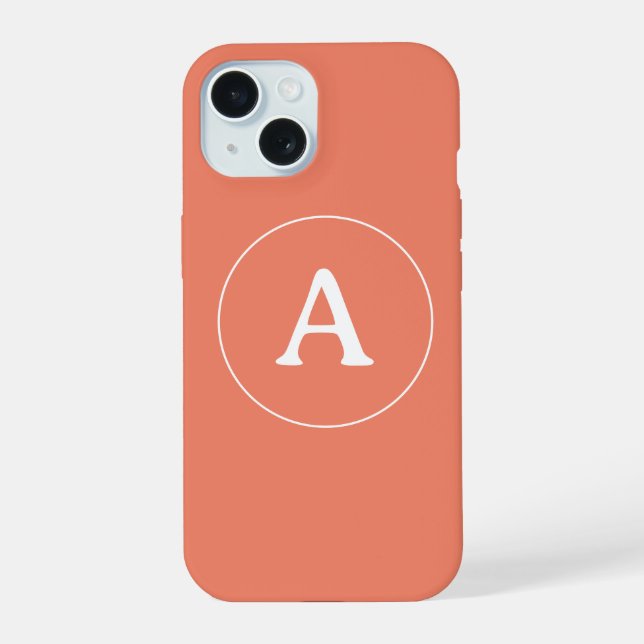 Personalized Simple Monogram Orange Iphone Case (Back)