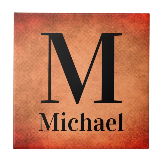 Personalized Simple Monogrammed Ceramic Tile (Front)