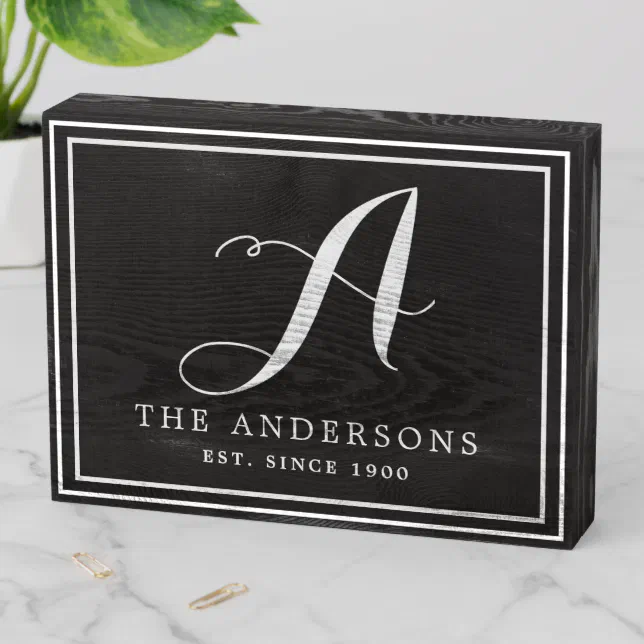 Personalized Simple Personalized Simple Monogrammed Family Name House Wooden Box Sign | Zazzle