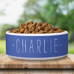 Personalized Simple Name Template Pet Food Bowl<br><div class="desc">Deep Blue Simple Custom Name Personalized Pet Food Bowl.</div>