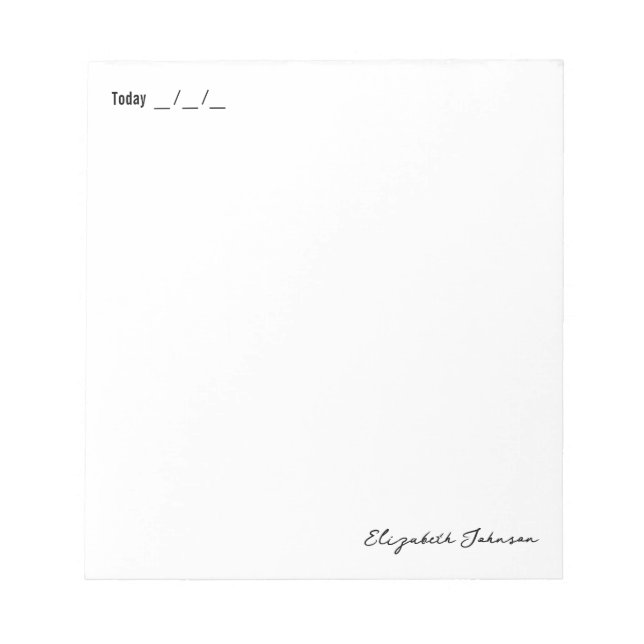 Personalized Simple Notepad with Date and Name (Front)