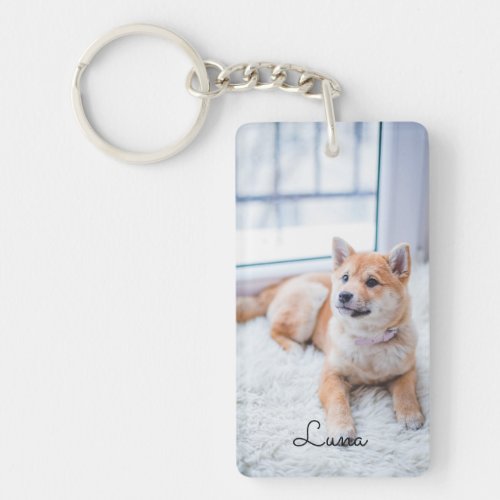 Personalized Simple Pet Photo Double Sided Custom  Keychain