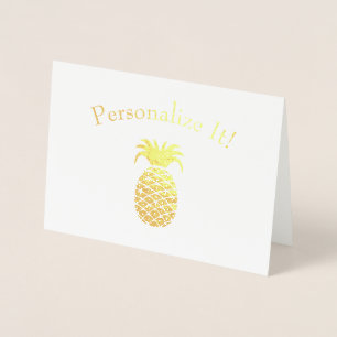 Personalized Simple Pineapple Foil Card