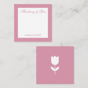 Personalized Simple Pink Flower Enclosure Note Card
