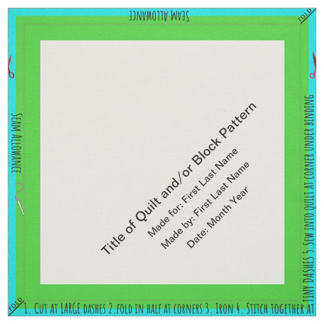 Personalized Simple Quilt Label Corner Fabric (Swatch)