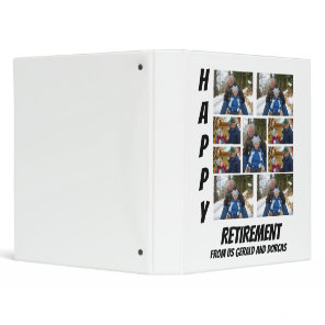 Personalized Simple Retirement  9 Photo Collage  3 Ring Binder