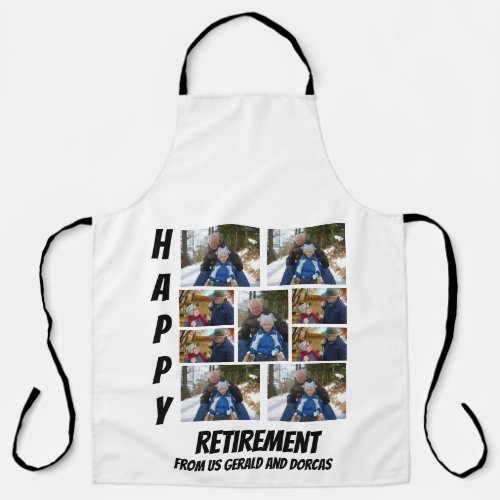 Personalized Simple Retirement  9 Photo Collage Apron