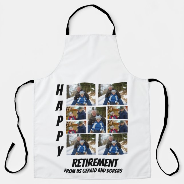 Personalized Simple Retirement  9 Photo Collage Apron (Front)