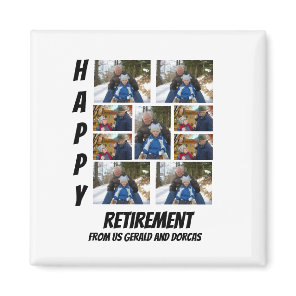 Personalized Simple Retirement  9 Photo Collage Ma Magnet
