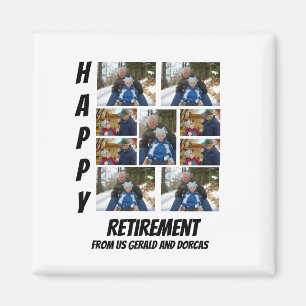 Personalized Simple Retirement 9 Photo Collage Ma Magnet
