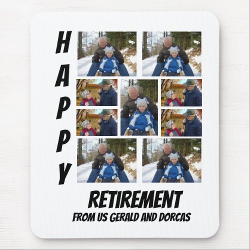 Personalized Simple Retirement  9 Photo Collage  Mouse Pad