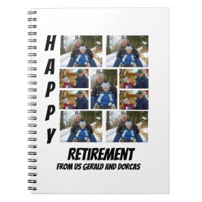 Personalized Simple Retirement  9 Photo Collage Notebook
