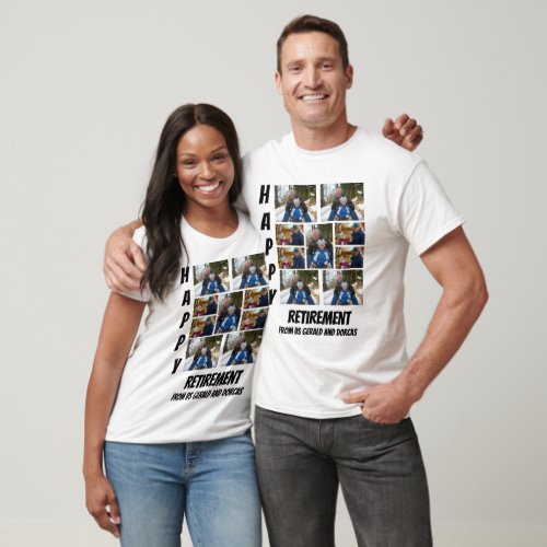 Personalized Simple Retirement  9 Photo Collage T_Shirt