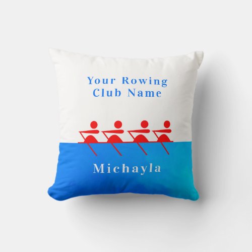 Personalized Simple Rowing Club Throw Pillow