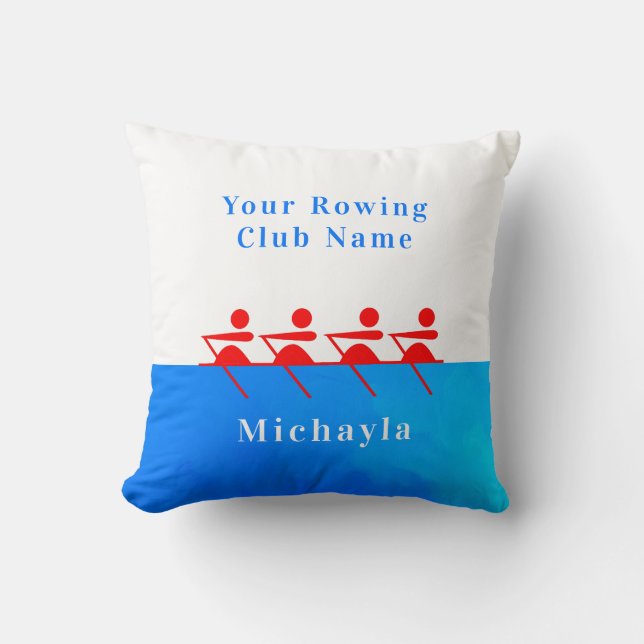 Personalized Simple Rowing Club Throw Pillow (Front)