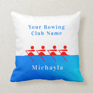 Personalized Simple Rowing Club Throw Pillow