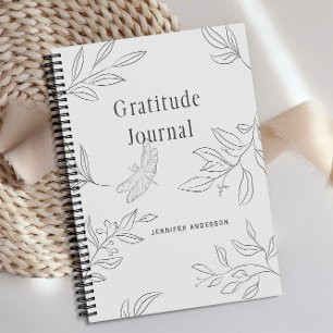 Personalized Simple Sketch Leaf Gratitude Journal 