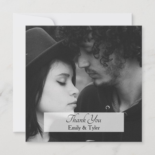 Personalized Simple Square Photo Thank You Card (Front)