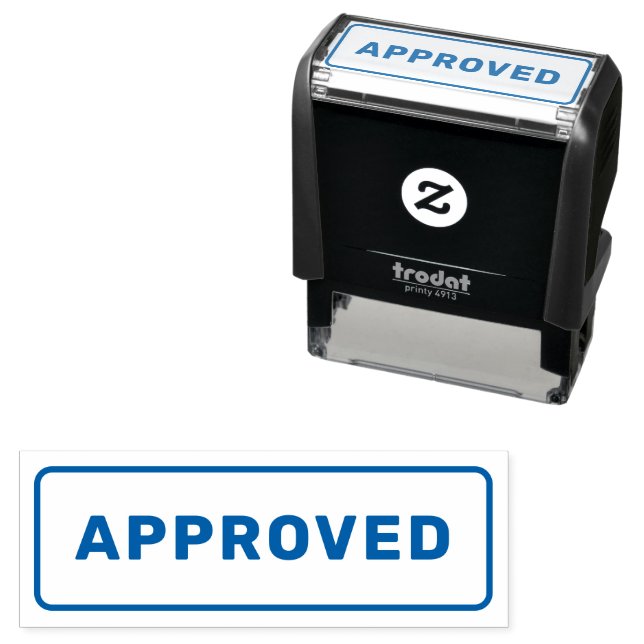 Personalized Simple Stylish Blue Ink APPROVED Self-inking Stamp (In Situ)