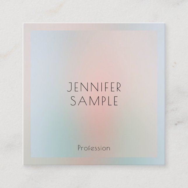 Personalized Simple Template Elegant Pastel Colors Square Business Card (Front)