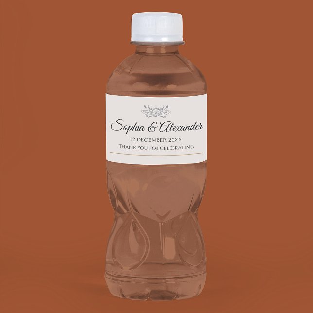 Personalized Simple Wedding Elegant Custom Water Bottle Label (Creator Uploaded)