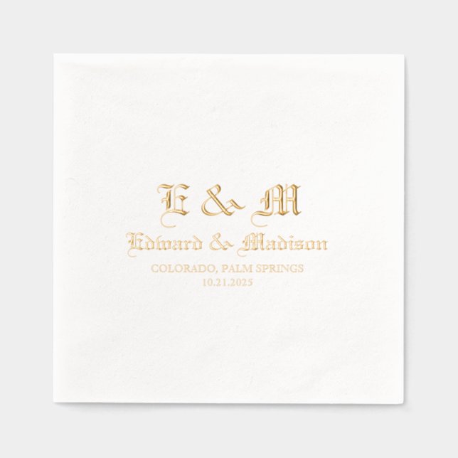 Personalized Simple Wedding Typography Foil Napkins (Front)