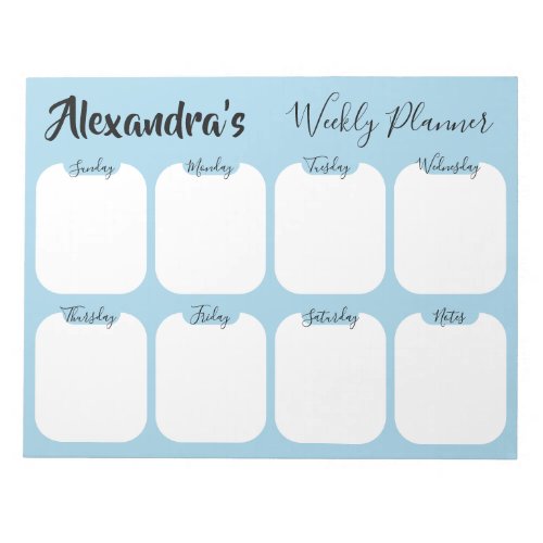 Personalized simple weekly planner notepad