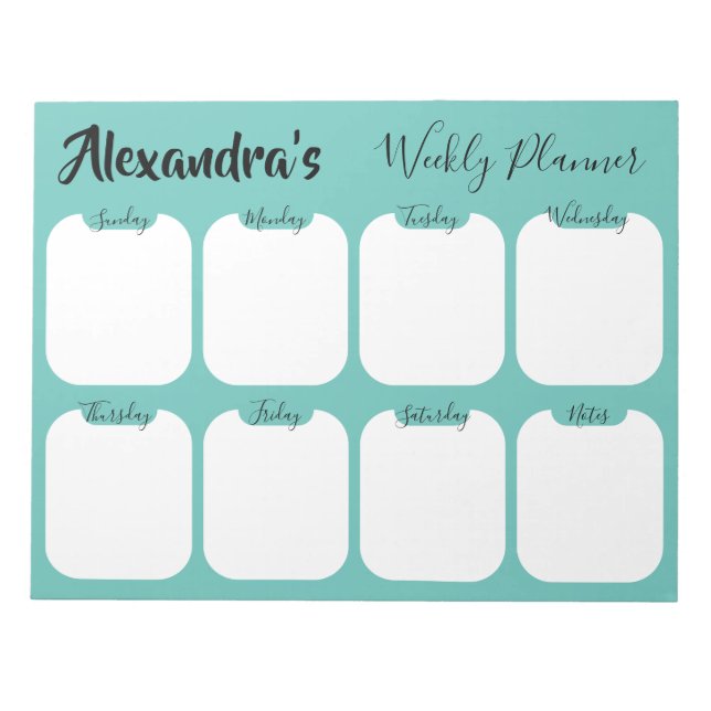 Personalized simple weekly planner notepad (Front)