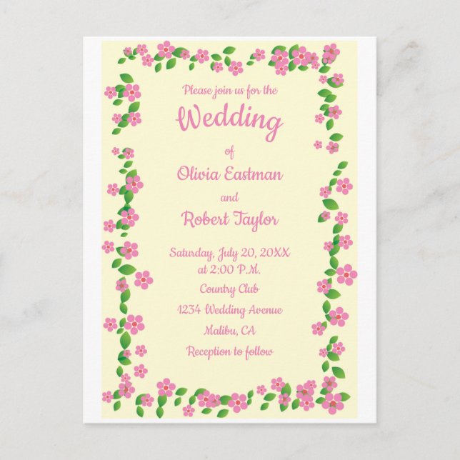 Personalized simplicity is the best floral wedding postcard (Front)