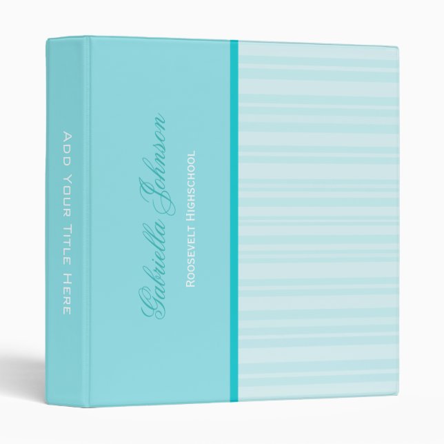 Personalized: Simply Blue Striped Binder (Front/Spine)