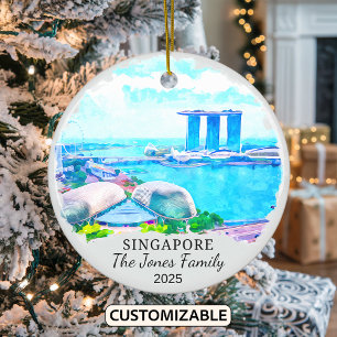 Personalized Singapore City Ornament, Singapore Ceramic Ornament