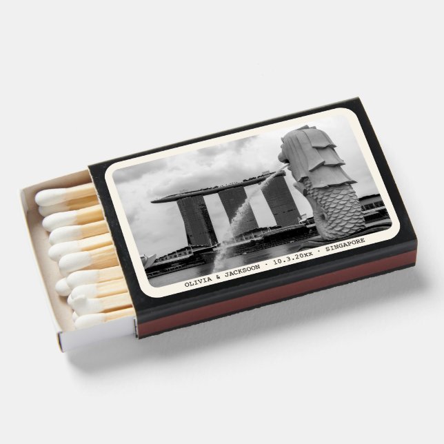 Personalized Singapore Wedding Favor Matches (Front Open)