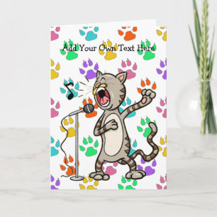 Personalized Singing Cat Greeting Cards/Multi Paw Card