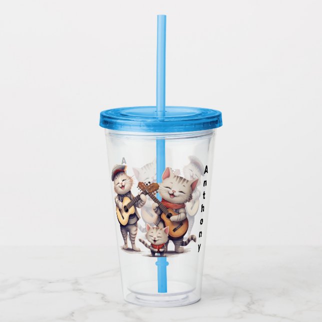 Personalized Singing Cats  Acrylic Tumbler (Front)