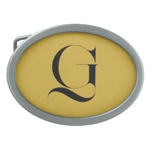 Personalized Single Custom Monogram Metallic Gold Belt Buckle