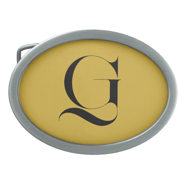 Personalized Single Custom Monogram Metallic Gold Belt Buckle (Front)