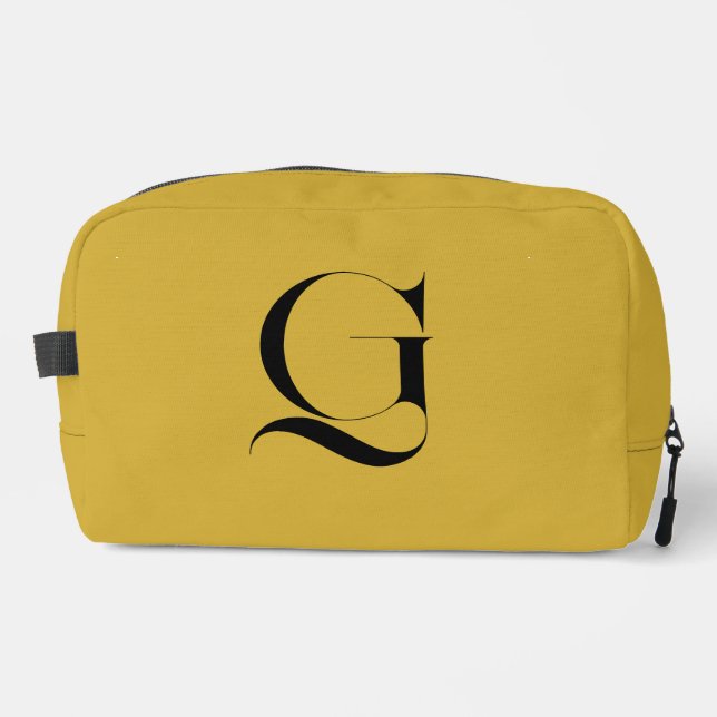Personalized Single Custom Monogram Metallic Gold Dopp Kit (Front)